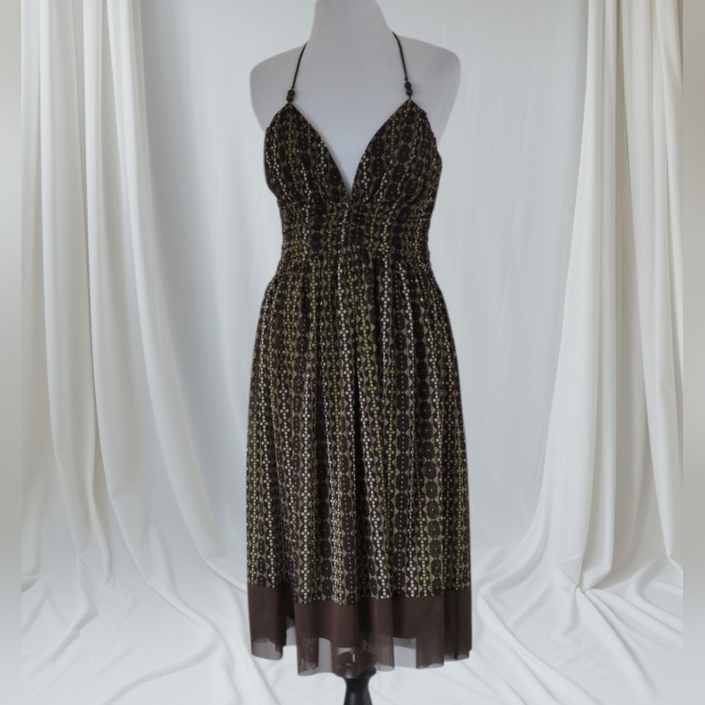 London Times Y2K Brown Halter Dress Size 8